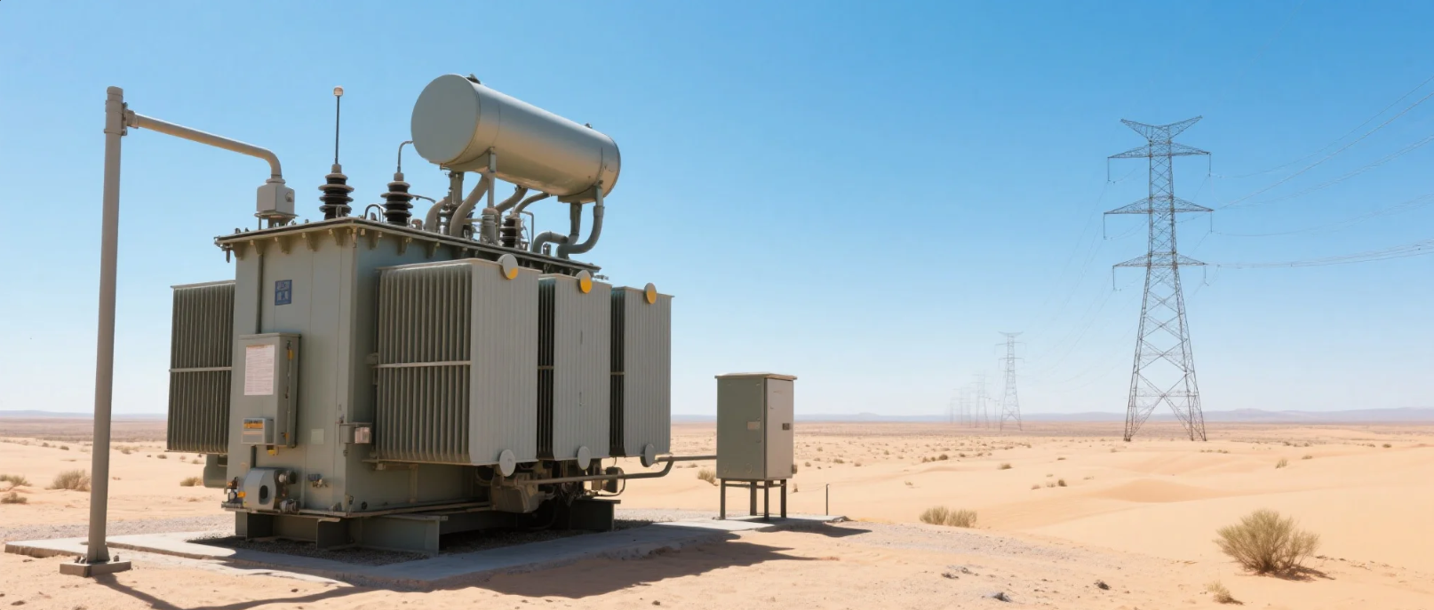 Oil immersed transformer in the desert محول غمر الزيت في الصحراء