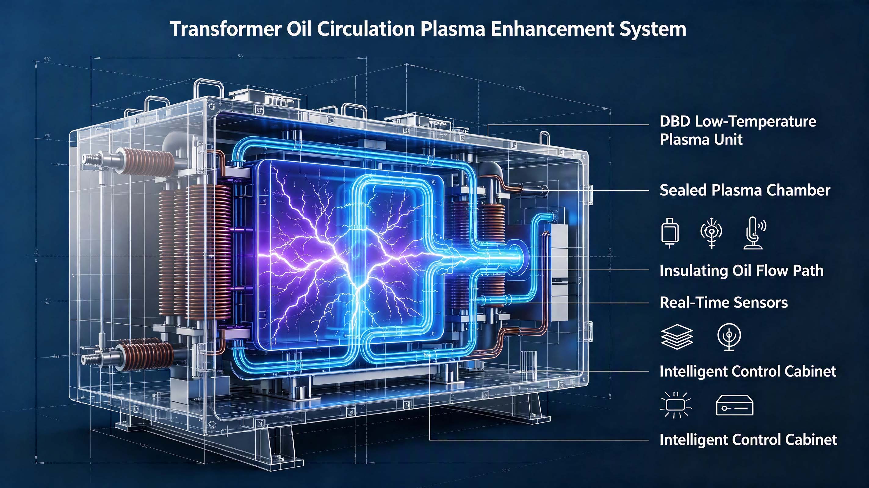 Transformer Oil Circulation Plasma Enhancement Method and System طريقة ونظام تعزيز البلازما لتداول زيت المحولات