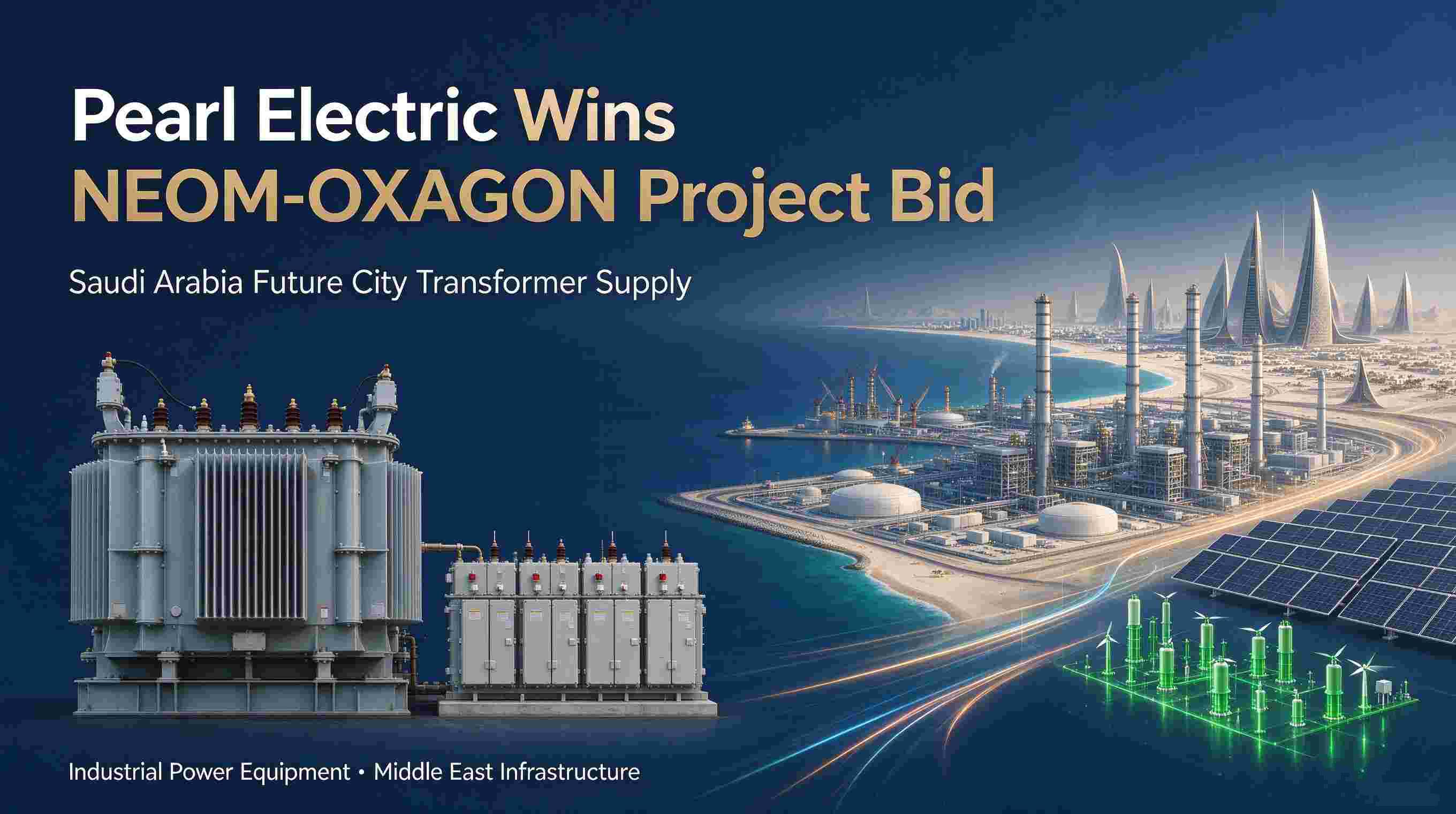 Pearl Electric Custom-Engineers Power Transformers for the NEOM-OXAGON Industrial Project شركة بيرل إلكتريك تقوم بهندسة محولات الطاقة لمشروع نيوم-أوكساجون الصناعي