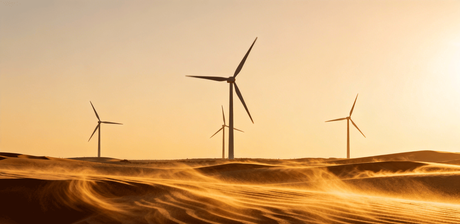 jimeng-2025-12-05-9769-沙漠中有几台风力发电机，有金色的风吹过.png